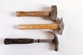 Set of three old hammers Royalty Free Stock Photo