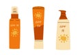 set of three orand cosmetics for sun protection