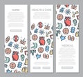 Set of three organs and anatomy vertical banners with icon pattern. Vector illustration Royalty Free Stock Photo