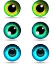 Set of three pair of eyes.