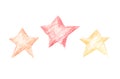 Set of three pastel stars