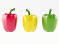 Set Of Three Peppers. Yellow, Red And Green Pepper.