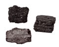 set three piece of coal isolated on a white Royalty Free Stock Photo
