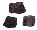 set three piece of coal isolated on a white Royalty Free Stock Photo