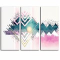 Set three pieces of abstract Geometric mid century modern wall art Royalty Free Stock Photo