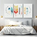 Set three pieces of abstract Geometric mid century modern wall art Royalty Free Stock Photo