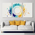 Set three pieces of abstract Geometric mid century modern wall art Royalty Free Stock Photo