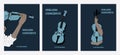 Set of three Poster idea for music event, with symbols of the violin instrument.