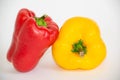 Set of three realistic bell peppers or bulgarian, red and yellow