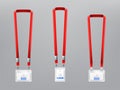 set of ID cards, badges with red lanyards Royalty Free Stock Photo