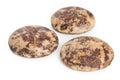 Set of three round gingerbreads, cookies isolated on a white background