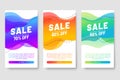 Set of three Sale banner template design with fluid shape and sale word. Social media banner template, voucher, discount, season