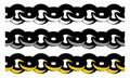 Set of three seamless brushes of metallic chains as design elements. Vector color illustration Royalty Free Stock Photo