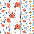 Set of three seamless floral patterns Royalty Free Stock Photo