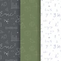 Set of three seamless mathematical school patterns. Vector Royalty Free Stock Photo