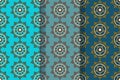Set of three seamless patterns with abstract floral elements in retro style. Textile fabric, printing and many other areas of