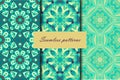 Set with three seamless patterns. Decorative vintage patterns with mandalas. Vector backgrounds