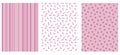 Set of three seamless patterns in pink colors, vector Royalty Free Stock Photo