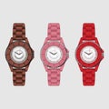 Set of three silicone colorful wristwatches.