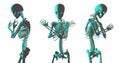 Set three skeletons with crossed arms isolated white