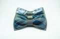 Set of three stylish and fashionable green-blue bow ties on a white background isolated Royalty Free Stock Photo