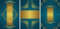 Set of three stylish invitations with luxury gold decoration