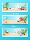 Set of three summer banners Royalty Free Stock Photo