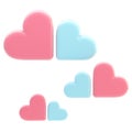 Set of three symbolic clouds made of hearts
