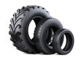 Set of three tires. New car wheels for cars and trucks. Royalty Free Stock Photo