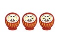 Flat vector set of three traditional japanese Daruma dolls one Royalty Free Stock Photo