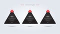 Set of three triangle shape banners illustration design, a dark symbol infographic design, a modern triangle shape element design