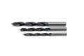 Set of three twist drill bits in different sizes on white. Royalty Free Stock Photo