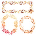 Set of three vector banners with red, orange, brown and yellow autumn leaves Royalty Free Stock Photo