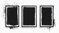 Set of three vector black frames with grunge ink splashes on a white background. - Generative ai. Royalty Free Stock Photo