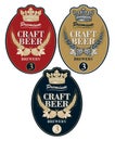 Beer labels with wheat ears, hops and crown Royalty Free Stock Photo