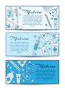 Set of three vector medicine banners. Vector health care card concept for design