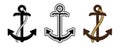 Set of Three Vector Nautical Anchor Logo. Icon. Maritime. Sea Ocean Boat Illustration Symbol Royalty Free Stock Photo