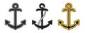 Set of Three Vector Nautical Anchor Logo. Icon. Maritime. Sea Ocean Boat Illustration Symbol Royalty Free Stock Photo