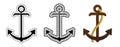 Set of Three Vector Nautical Anchor Logo. Icon. Maritime. Sea Ocean Boat Illustration Symbol Royalty Free Stock Photo