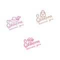 Set of three vector templates for the March 8 letterings design in Russian language. Translated from Russian as March 8, Women`s D Royalty Free Stock Photo