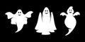 Set of ghosts isolated on a black background. Vector illustration.