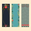 Set of three vertical banners with floral elements Royalty Free Stock Photo