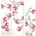 Set of three vertical floral banners for your design Royalty Free Stock Photo