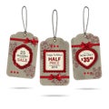 Set of three vintage christmas sale labels Royalty Free Stock Photo