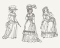 Set Of Three Vintage Fashion Dames