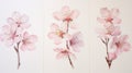 Set of Three Watercolor Almond Blossom Petals AI Generated