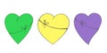 set of three watercolor bright juicy holiday hearts