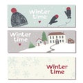 Set of three website horizontal winter banners Royalty Free Stock Photo