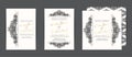 Set of three wedding invitation cards