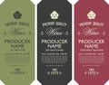 Set of three wine labels with vine leaves Royalty Free Stock Photo